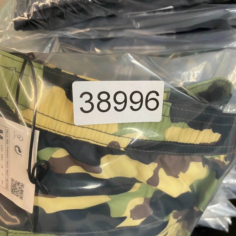 Zara Swim Trunks Mens Medium Camo Green Black Pockets‎ Swim Beach Lightweight